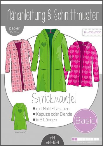 Papierschnittmuster -  Basic Strickmantel - Kinder - Kibadoo